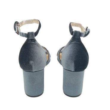 SANDALIA CADENA TERCIOPELO GRIS