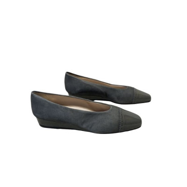 SALON CUÑA ANTE Y PUNTA CHAROL GRIS