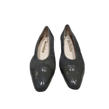 SALON CUÑA ANTE Y PUNTA CHAROL GRIS