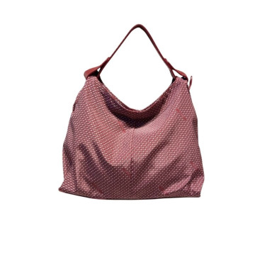 HOBO DE NAILON Y PIEL BURDEOS