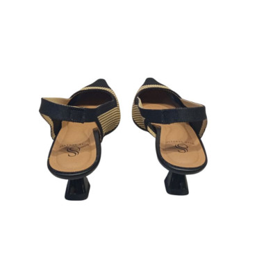 SALÓN DESTALONADO ELASTICO BICOLOR CAMEL-NEGRO