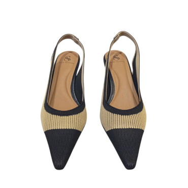 SALÓN DESTALONADO ELASTICO BICOLOR CAMEL-NEGRO