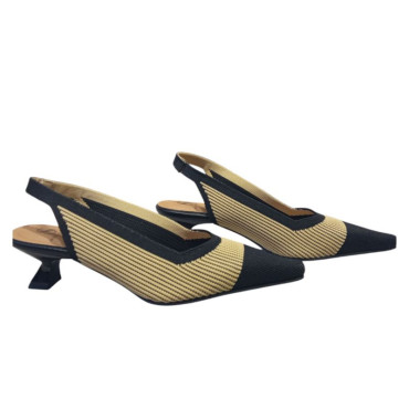 SALÓN DESTALONADO ELASTICO BICOLOR CAMEL-NEGRO