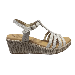 SANDALIA CUÑA TRENZADA BLANCA