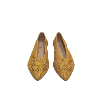 ZAPATO BAJO DE CROCHET MOSTAZA