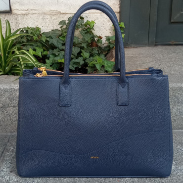 TOTE PIEL LABRADA AZUL