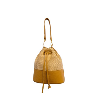 BOLSO BIMBA PIEL/RAFIA CUERO NATURAL