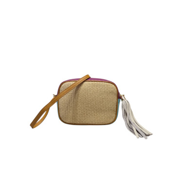 BOLSO DOVETAIL PIEL / RAFIA MORADO