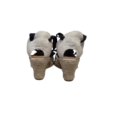 ALPARGATA CUÑA BEIGE CINTA NEGRA