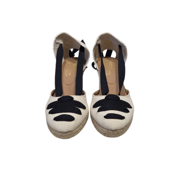 ALPARGATA CUÑA BEIGE CINTA NEGRA