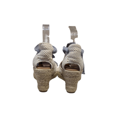 ALPARGATA CUÑA BEIGE CINTA GRIS