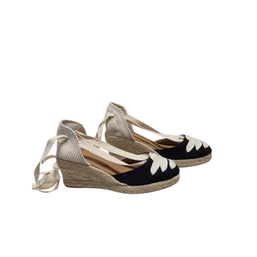 ALPARGATA CUÑA NEGRA CINTA BEIGE