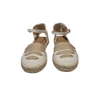 ALPARGATA PLANA CRUDA CINTAS BEIGE