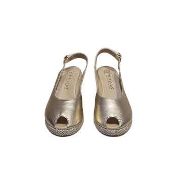 SANDALIA CUÑA LISO ORO