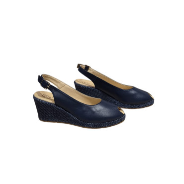 SANDALIA CUÑA LISO MARINO