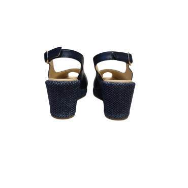 SANDALIA CUÑA LISO MARINO