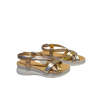 SANDALIA TUBULARES CRUZADA ORO