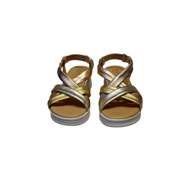 SANDALIA TUBULARES CRUZADA ORO