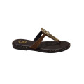 SANDALIA ESCLAVA ADORNO METALICO MARRON