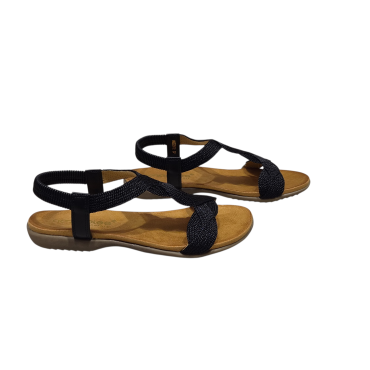 SANDALIA TIRA TRENZA NEGRO