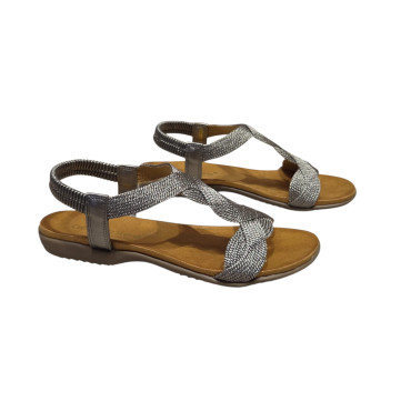 SANDALIA TIRA TRENZA PLOMO