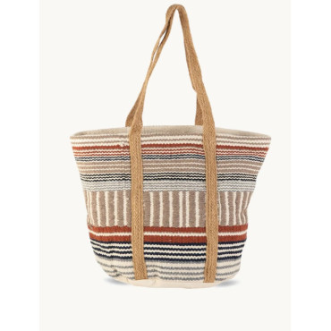 TOTE ALGODÓN Y YUTE, COLOR MARRON