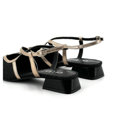 DESTALONADO RAFIA Y PIEL MARRON