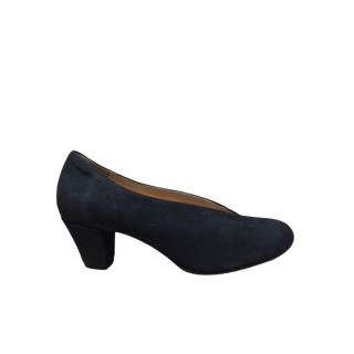 ZAPATO DE TACÓN CERRADO DE LADOS ANTE AZUL