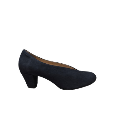 ZAPATO DE TACÓN CERRADO DE LADOS ANTE AZUL