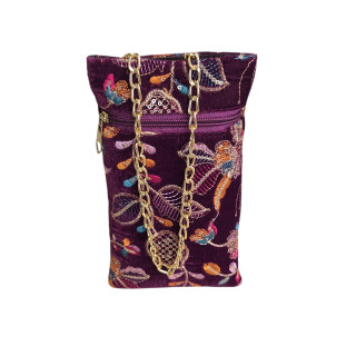 BOLSO TERCIOPELO CON FLORES BORDADAS