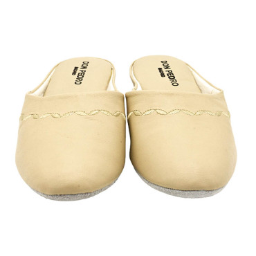 ZAPATILLA CHINELA ADORNO  BORDADO BEIGE