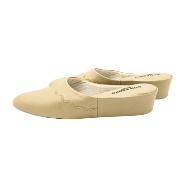 ZAPATILLA CHINELA ADORNO  BORDADO BEIGE
