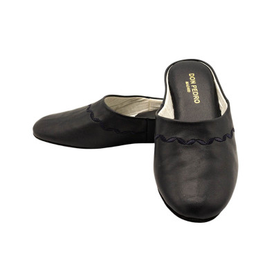 ZAPATILLA CHINELA ADORNO BORDADO AZUL