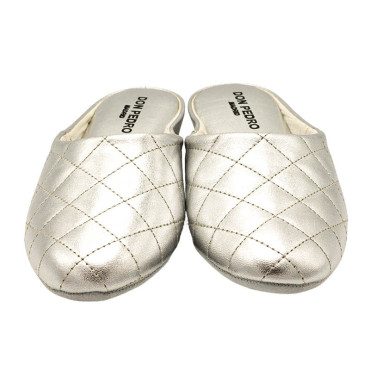 ZAPATILLA CHINELA PIEL PLATA