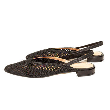 ZAPATO BAJO DE CROCHET DESTALONADO NEGRO