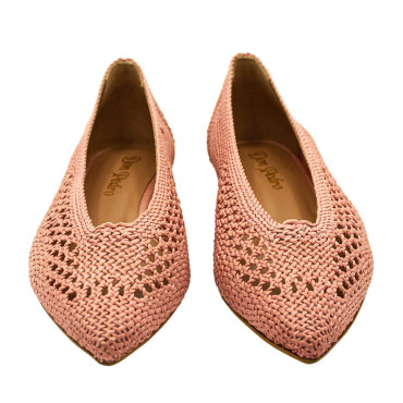 ZAPATO BAJO DE CROCHET ROSA