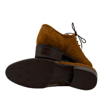 ZAPATO DE CORDONES DE ANTE  CAMEL