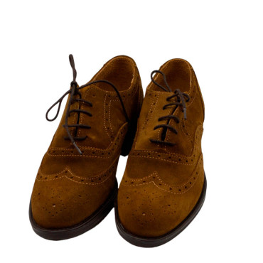 ZAPATO DE CORDONES DE ANTE  CAMEL
