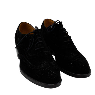 ZAPATO DE CORDONES DE ANTE NEGRO