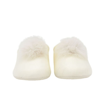 ZAPATILLA CHINELA POMPÓN CRUDO